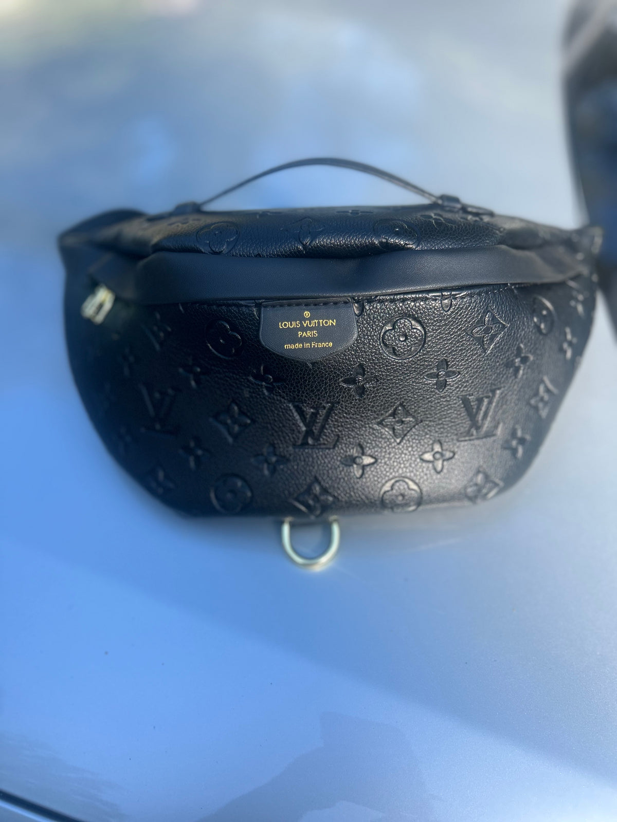 Black and Gold LV FannyPack Bag